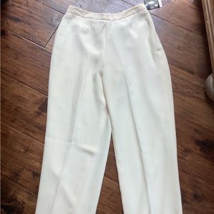 NEW/TAGS. VALERIE STEVENS COLLECTION, PURE SILK IVORY WHITE LINED DRESS PANTS, 8